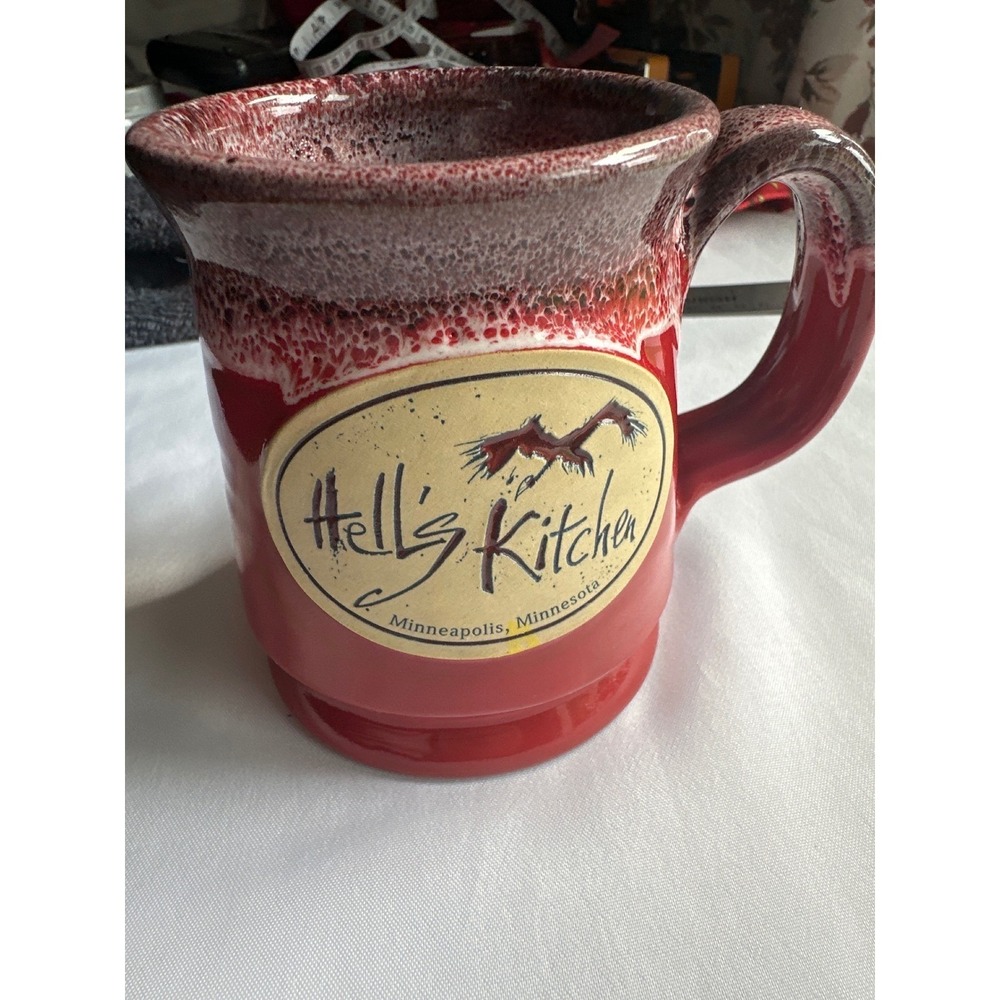 Deneen Pottery Hells Kitchen Minneapolis Mug Red Handthrown 2015 USA Coffee Cup